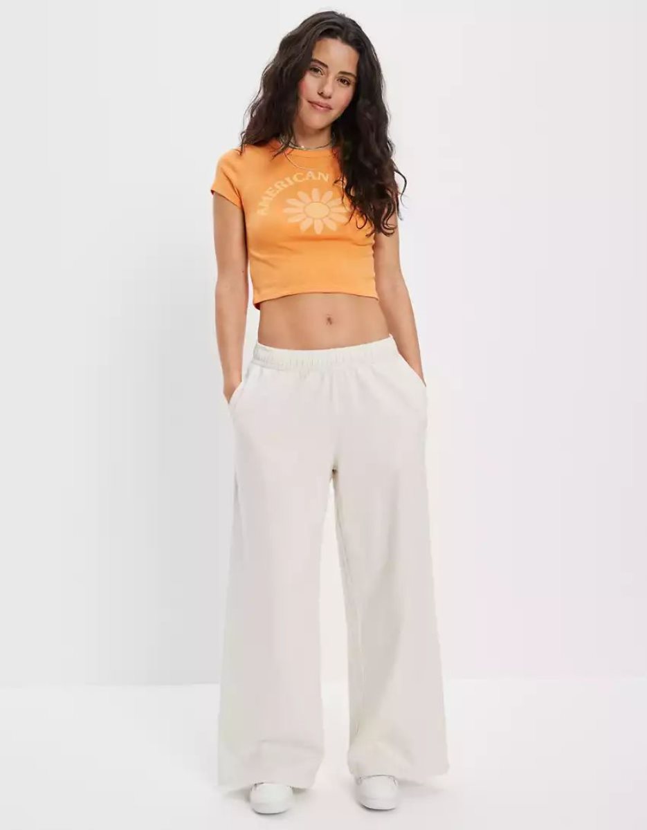 T Shirts American Eagle AE Hey Baby Tee Mangue Femme | MKR-02762979